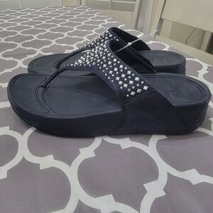 FitFlop Navy Rhinestones Sz 8 Sandals